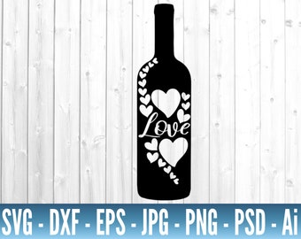 Wine SVG - Wine Lover SVG - Wine Bottle Svg - Wine svg files for Cricut - Heart Svg - Love Svg - Wine Clipart - Wine Lovers Svg - Hearts Svg