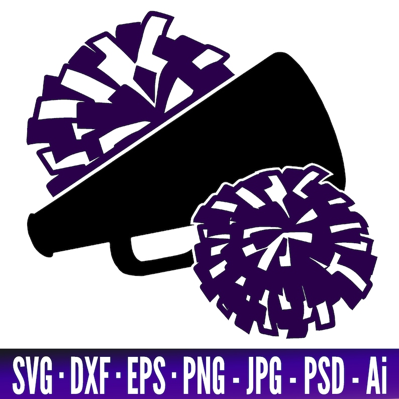Cheer SVG Cheerleader SVG Megaphone Pom Poms SVG Cheer Etsy