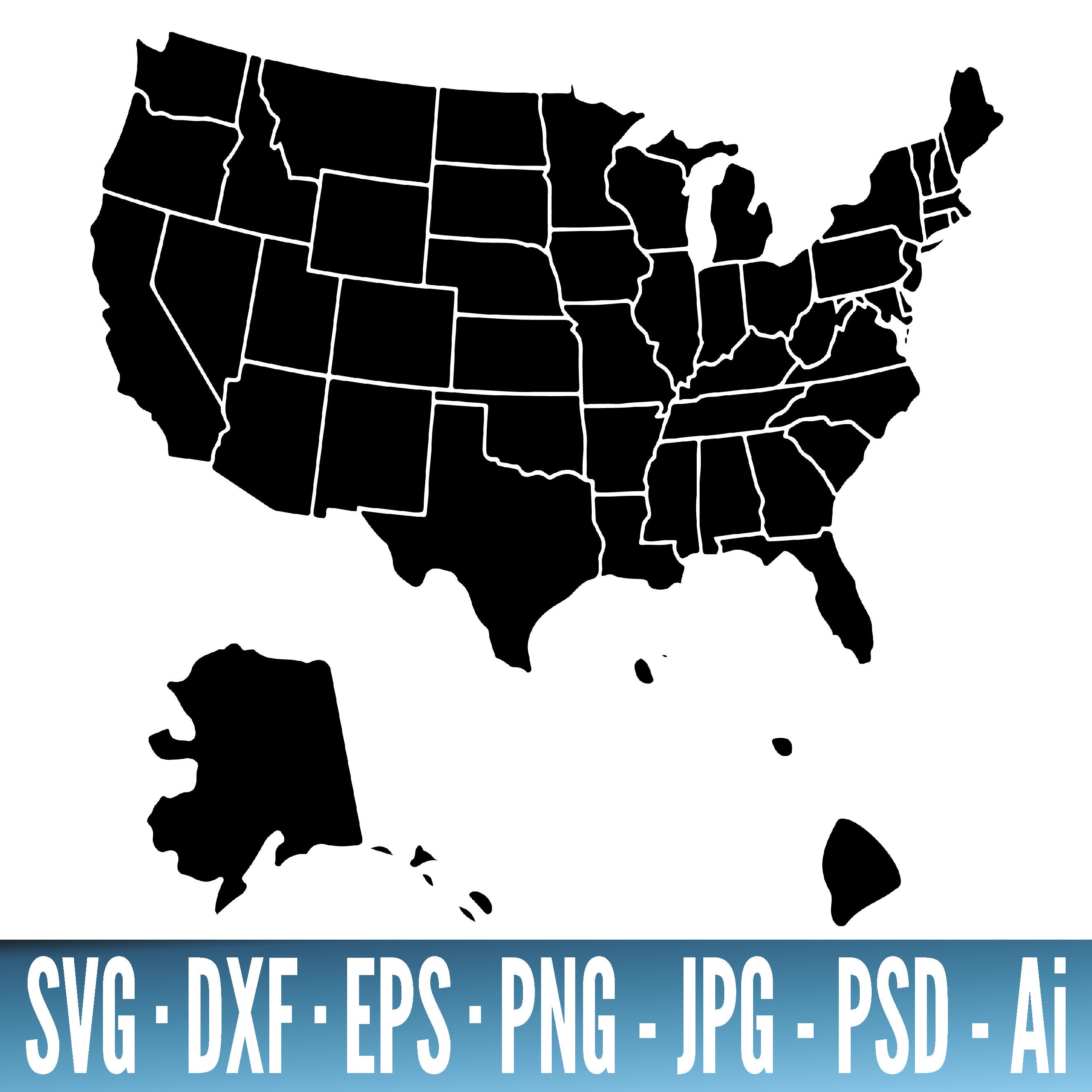 50 United States SVG Bundle 50 State Shapes Cut File Bundle | Etsy