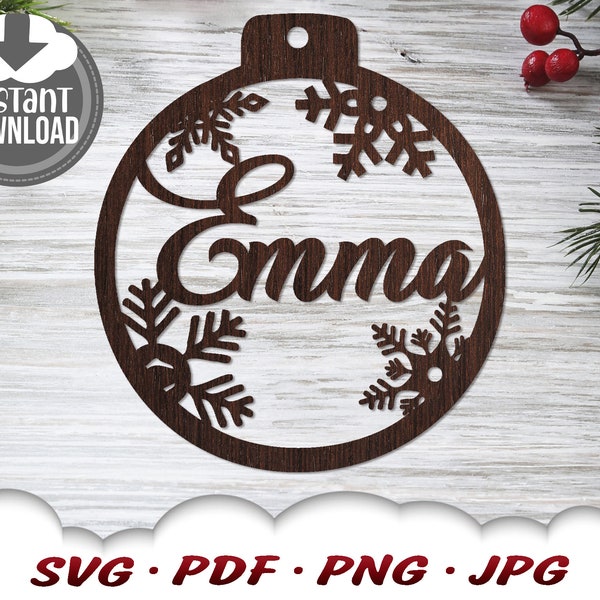 Ornement de Noël personnalisé découpé au laser - nom personnalisable bricolage - cadeau de Noël - Noël SVG - fichiers SVG de décoration de Noël