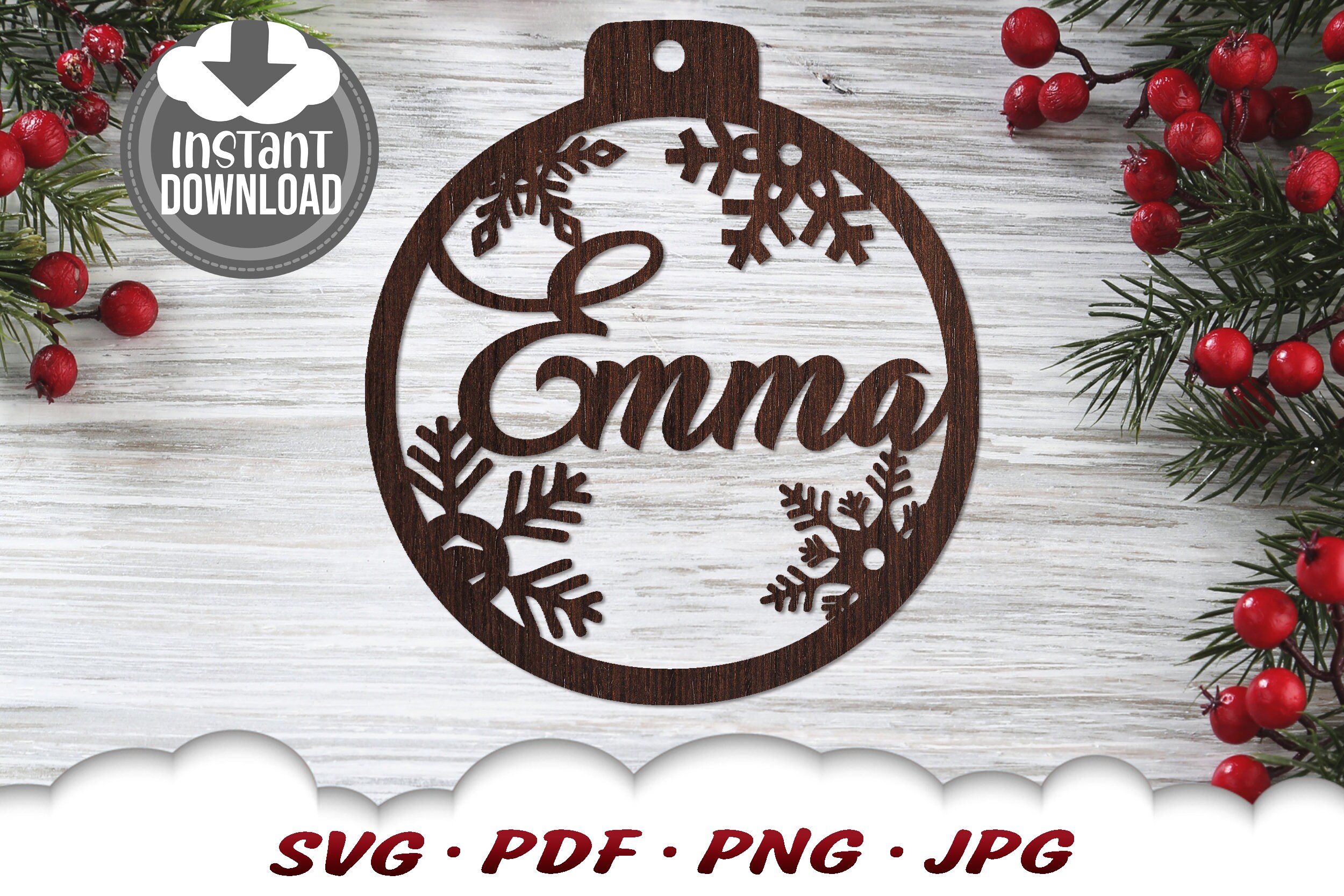 Personalized Christmas Ornament Laser Cut Files DIY - Etsy Hong Kong