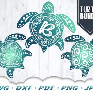 Schildkröten-Svg-Bundle - Meeresschildkröte-Svg-Dateien für Cricut - Strand-Svg - Ozeanwellen-Svg - Monogramm-Svg - Schildkröte-Silhouette - Schildkröte Clipart