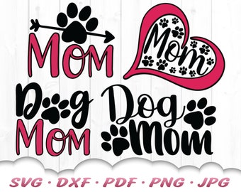 Hond moeder Svg bundel - hond moeder Svg-bestanden voor Cricut - Paw Print Svg - moeder Svg gesneden bestanden - hond moeder Cricut Svg - hond Paw Svg - opstrijkbare overdracht