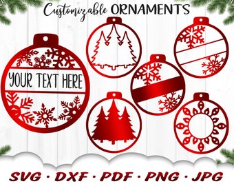 Customizable Christmas Ornament Svg Bundle - Personalized Ornament Svg - Christmas SVG Files For Cricut - Christmas Tree Ornament Svg Files