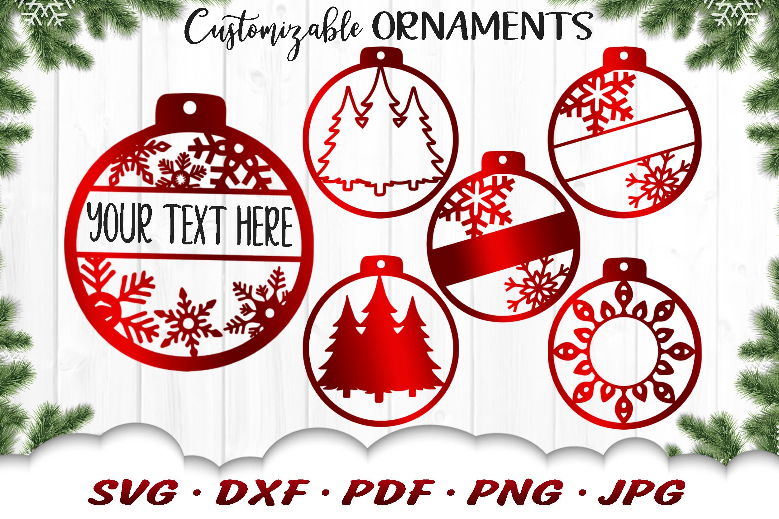 Customizable Christmas Ornament Svg Bundle Personalized - Etsy