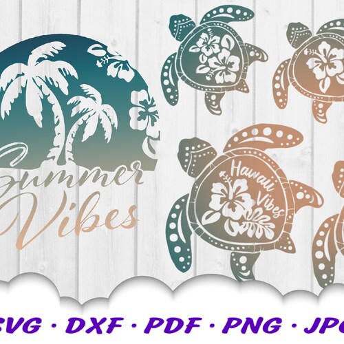 Aloha Hibiscus Turtle SVG Files for Cricut Hawaii Turtle SVG - Etsy