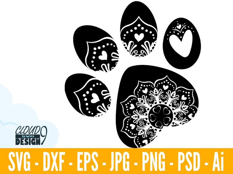 Download Dog Paw Mandala SVG Dog Mom SVG Mandala SVG Files For | Etsy