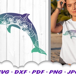Mandala Delphin Svg - Delphin Svg Dateien für Cricut - Delphin Mandala Schmuck - Delphin Clipart - Delphin Aufbügeln Transfer - Strand Schmuck