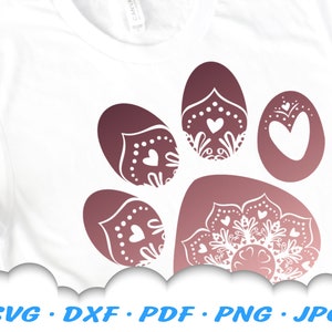 Dog Paw Mandala SVG, Dog Mom SVG, Mandala SVG-bestanden voor Cricut, Clipart, Paw Shirt, dierenliefhebbers, opstrijkbare overdracht, Instant Download