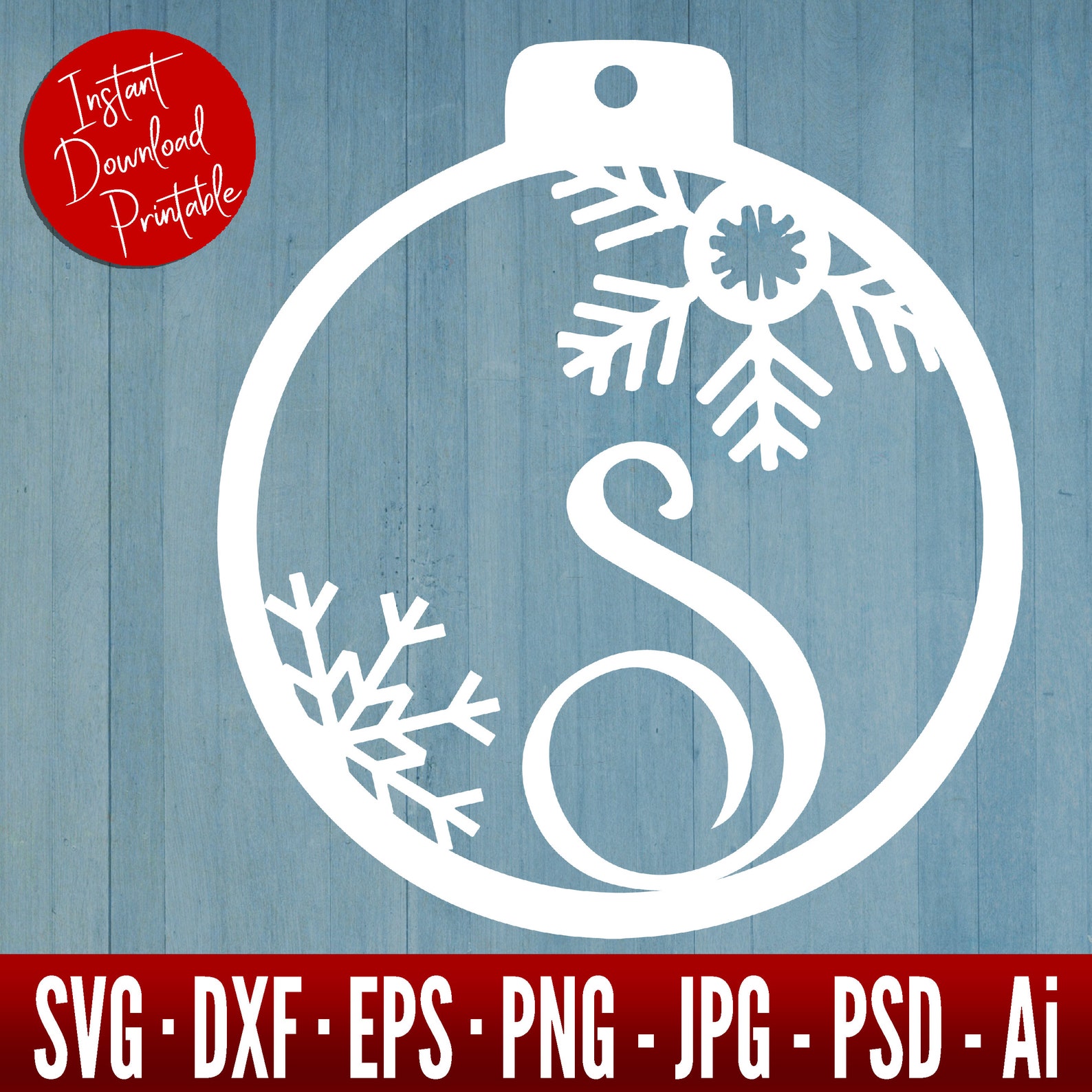 Personalized Monogram Christmas Ornament SVG Dxf Cut Files  Etsy