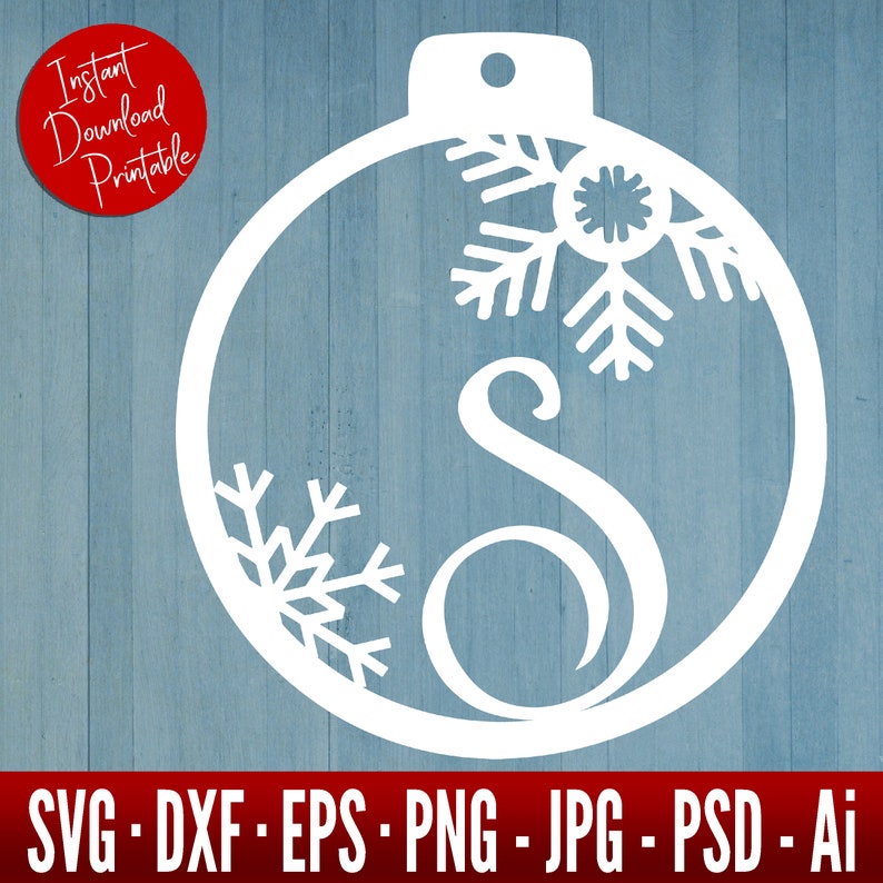 Download Personalized Monogram Christmas Ornament SVG Dxf Cut Files ...