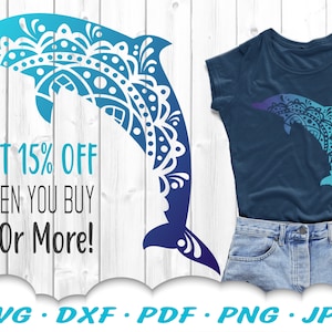 Mandala Delphin Svg - Delphin Svg Dateien für Cricut - Delphin Mandala Schmuck - Delphin Clipart - Delphin Aufbügeln Transfer - Strand Schmuck
