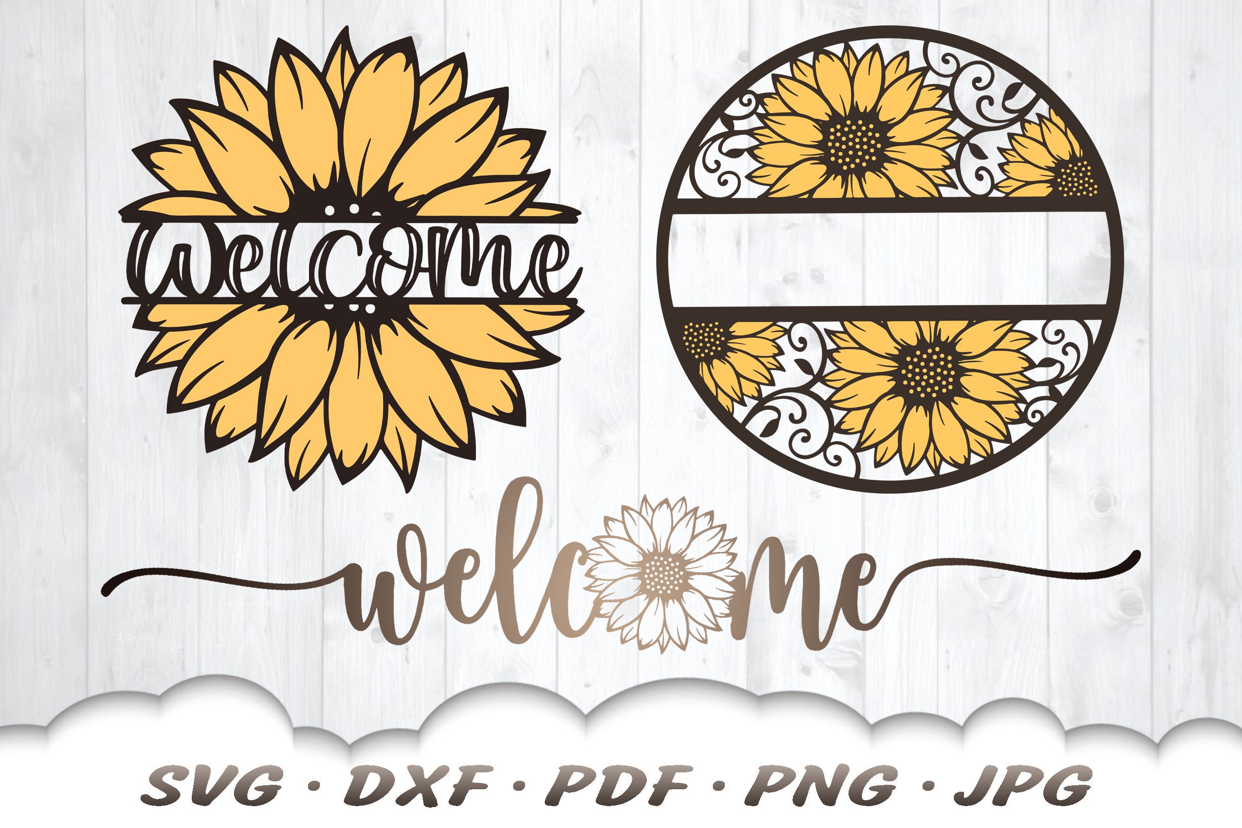 Sunflower Svg Bundle - Sunflower Welcome Sign Svg - Sunflower Door Hanger Svg - Sunflower Door Sign - Sunflower Decor - Sunflower Sign Svg