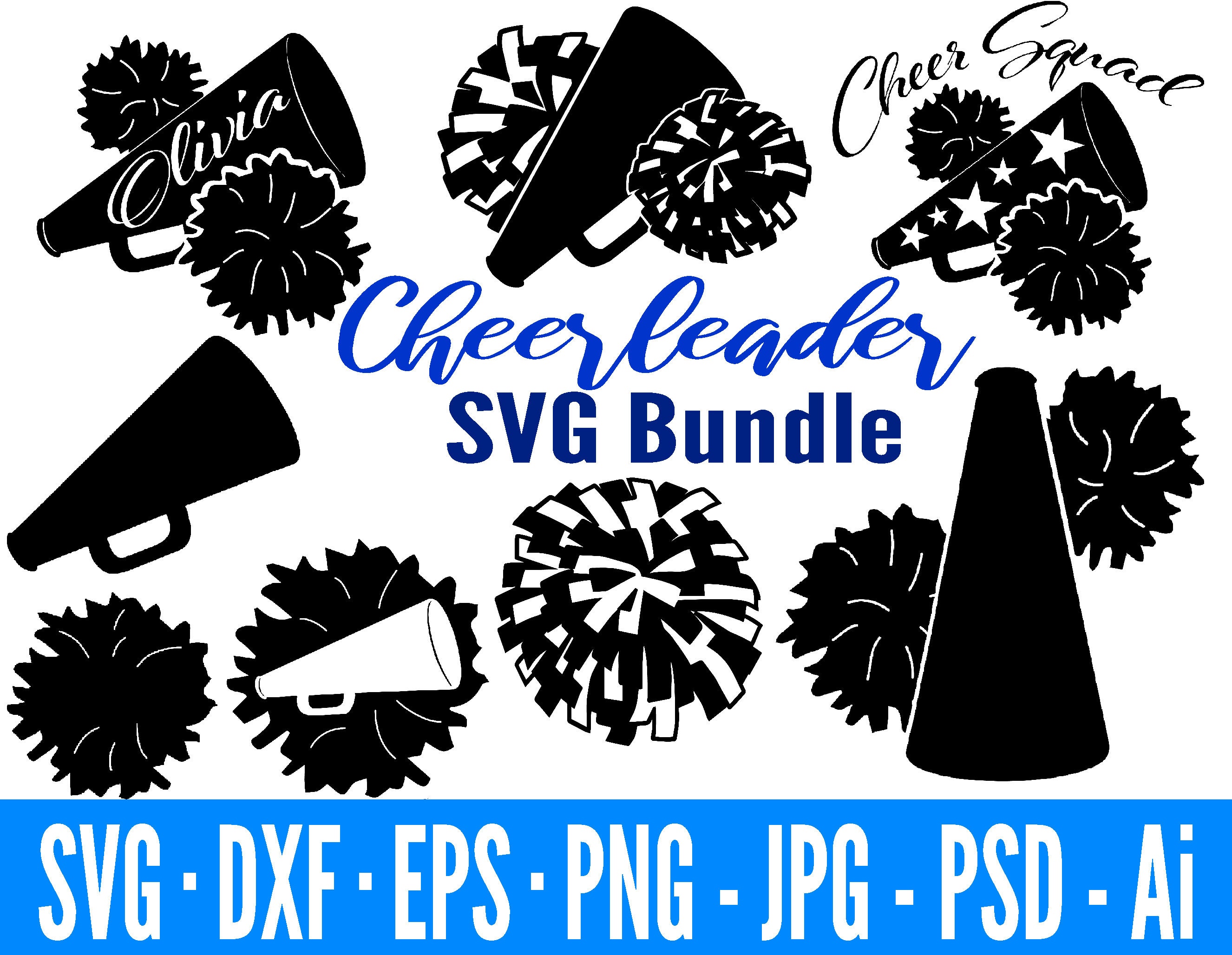 Svg Png Dxf Psd Cheerleading Svg Cut File Bundle Digital Art | The Best ...