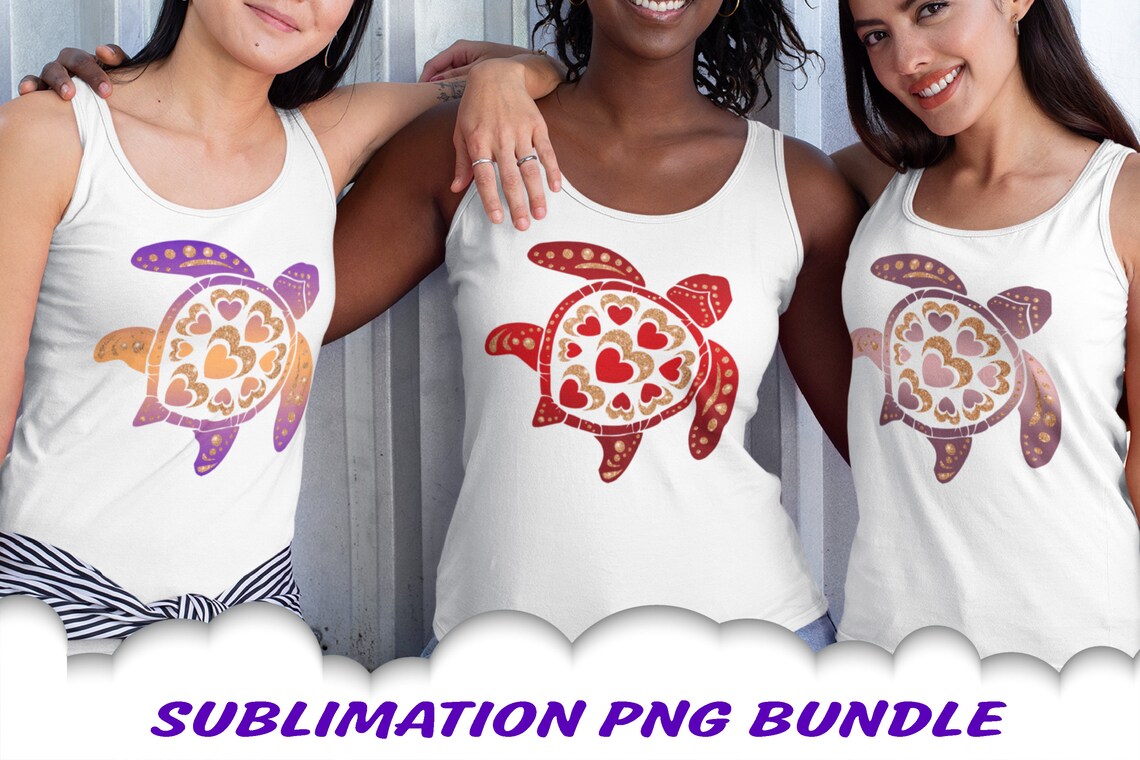 Download Valentine Mandala Turtle Glitter Sublimation PNG Bundle | Etsy