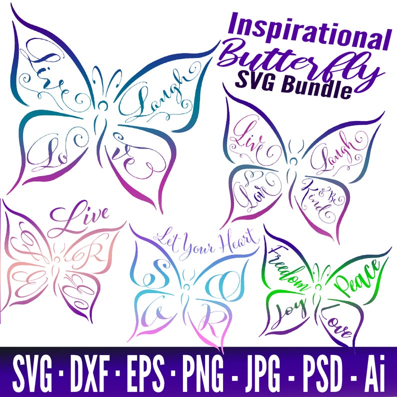 Download Butterfly SVG Bundle Inspirational Quotes Motivational | Etsy