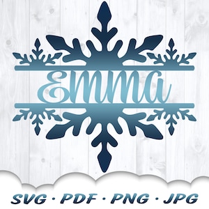 Schneeflocke-Monogramm-Svg - Schneeflocke-Svg-Dateien für Cricut - Weihnachtssvg - Winter-Svg - Schneeflocke-Namensrahmen - Kundengerechtes Monogramm-Svg