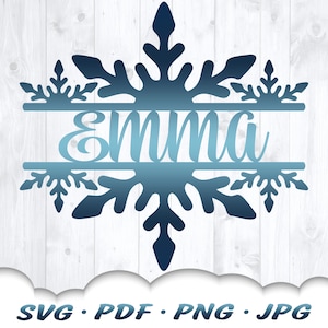 Snowflake Monogram Svg - Snowflake Svg Files For Cricut - Christmas Svg - Winter Svg - Snowflake Name Frame - Customizable Monogram Svg