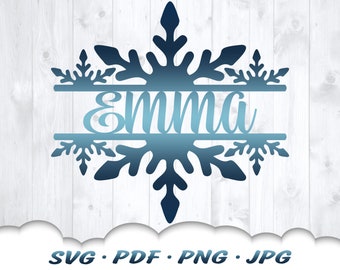 Snowflake Monogram Svg - Snowflake Svg Files For Cricut - Christmas Svg - Winter Svg - Snowflake Name Frame - Customizable Monogram Svg