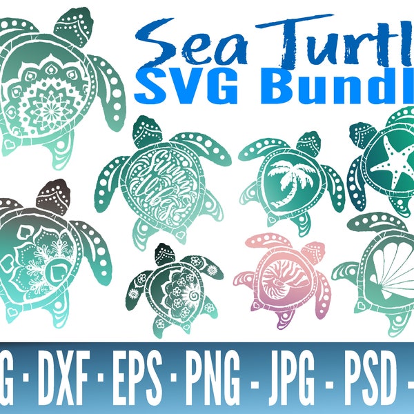 Big Sea Turtle SVG Bundle - Turtle SVG Files For Cricut - Sea Turtle SVG - Summer Turtle Svg - Mandala Turtle Svg - Turtle Svg Bundle