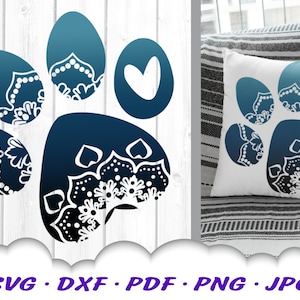 Hond Paw Mandala SVG - hond moeder SVG - Mandala SVG-bestanden voor Cricut - huisdierliefhebbers opstrijkbare Vinyl Decal Svg - hond poot Clipart