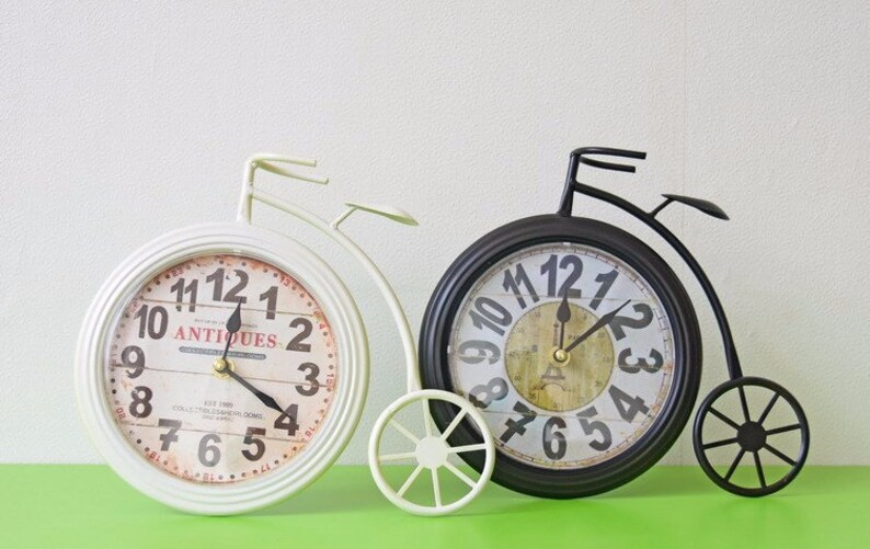 Bicycle Desk Clock Industry Style Wrought Iron Clock Retro Etsy