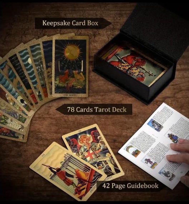 Gold Foil Tarot Deck, Rider Waite Tarot Cards Deck, Beautiful Tarot ...
