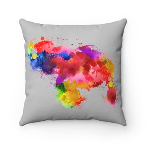 Venezuelan Watercolor Splatter | Venezuelan Pillow | Venezuelan Fashion | Mapa De Venezuela by Franelas CSS
