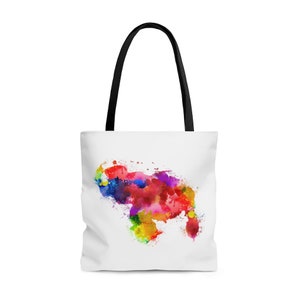 Venezuelan Watercolor Splatter | Venezuelan Tote Bag | Venezuelan Fashion | Mapa De Venezuela by Franelas CSS | Bolso Venezolano