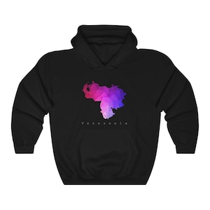 Mapa De Venezuela Purple Poligons Unisex Hooded Sweatshirt By Franelas CSS | Venezuela Gift | Franela Venezuela | Vzla Hoodie