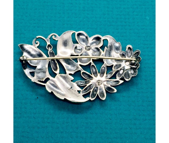 STERLING BAURING BROOCH pin,  Butterfly & Flowers… - image 5