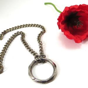 Antique Chatelaine Purse Ring with Chain, steel, use for purse repair or making, Haertig collection