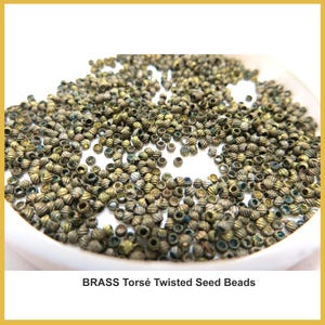 TORSé  BRASS BEADS, 21 bpi, 12 grams, rare, twisted rondell seed beads Haertig collection