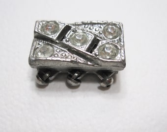 Vintage Art Deco Rhinestone Necklace Clasp 3 strand