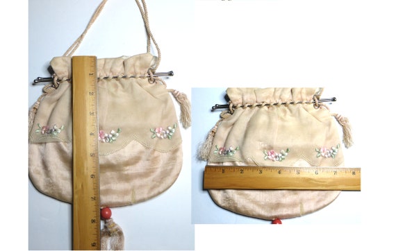 Pale Pink Fabric Purse with Embroidered Flowers, … - image 10