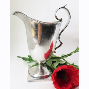 Gorham Sterling Creamer, Helmet Shape, 5/16 pint, 1908, Edwardian pedestal style, 5” tall, monogrammed, Haertig collection