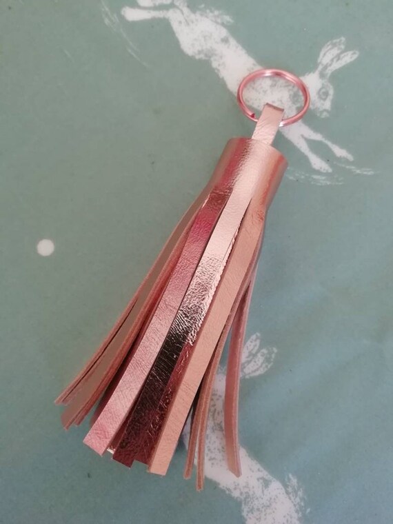 Rose Gold Metallic Leather Keyring | Rose Gold Keyring | Metallic Leather Keyring