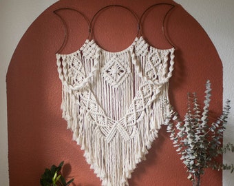 Moon Phase Wall Hanging - Macrame Wall Hanging - Medium Wall Hanging - Wall Decor - Triple Moon Decor