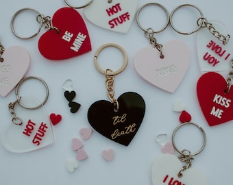 Heart Keychain - Sweetheart Candy - Valentine's Keychain - Valentine's Gift for her - Valentine's Gift for him