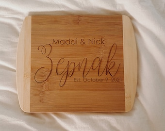 Personalized Engraved Bamboo Cutting Board - Wedding Present - Monogram Cutting Board