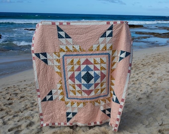 Handmade Throw Quilt | Quilt for Sale | Sawtooth Star Quilt
