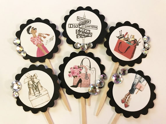 Glam Shopping Cupcake Toppers 