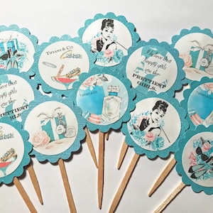 Glam * Breakfast at Tiffany&#39;s Cupcake Toppers