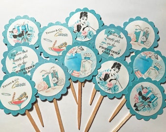 Glam * Breakfast at Tiffany&#39;s Cupcake Toppers