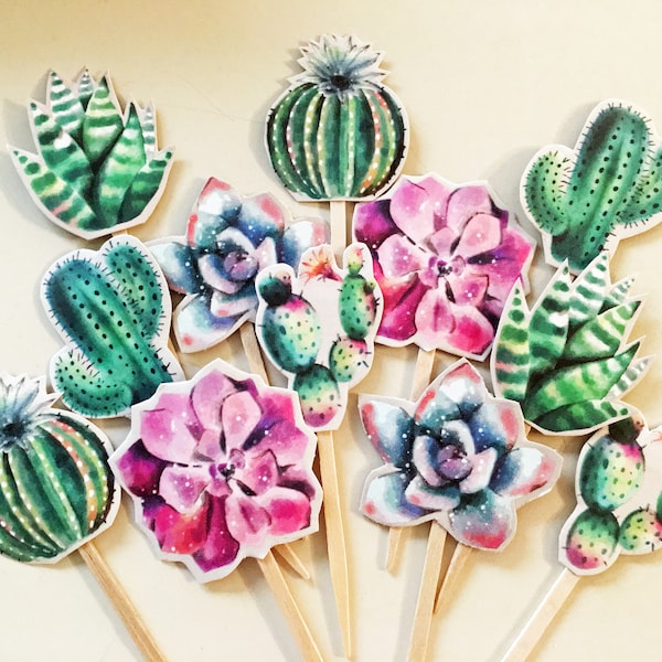 Succulent Cupcake Topper Etsy