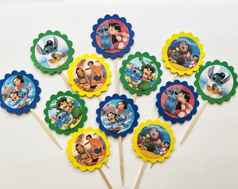 Adornos para cupcakes inspirados en Lilo (juego de 12 piezas)