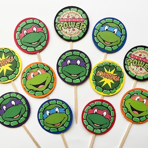 Ninja Turtle Cupcake Toppers - 12 piece per set.