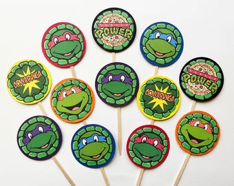 Ninja Turtle-cupcaketoppers - 12 stuks per set.