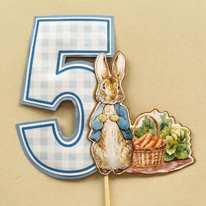 Peter Rabbit & Number Cake Toppers - When adding a name please select "Options" Number with Name. Number Five
