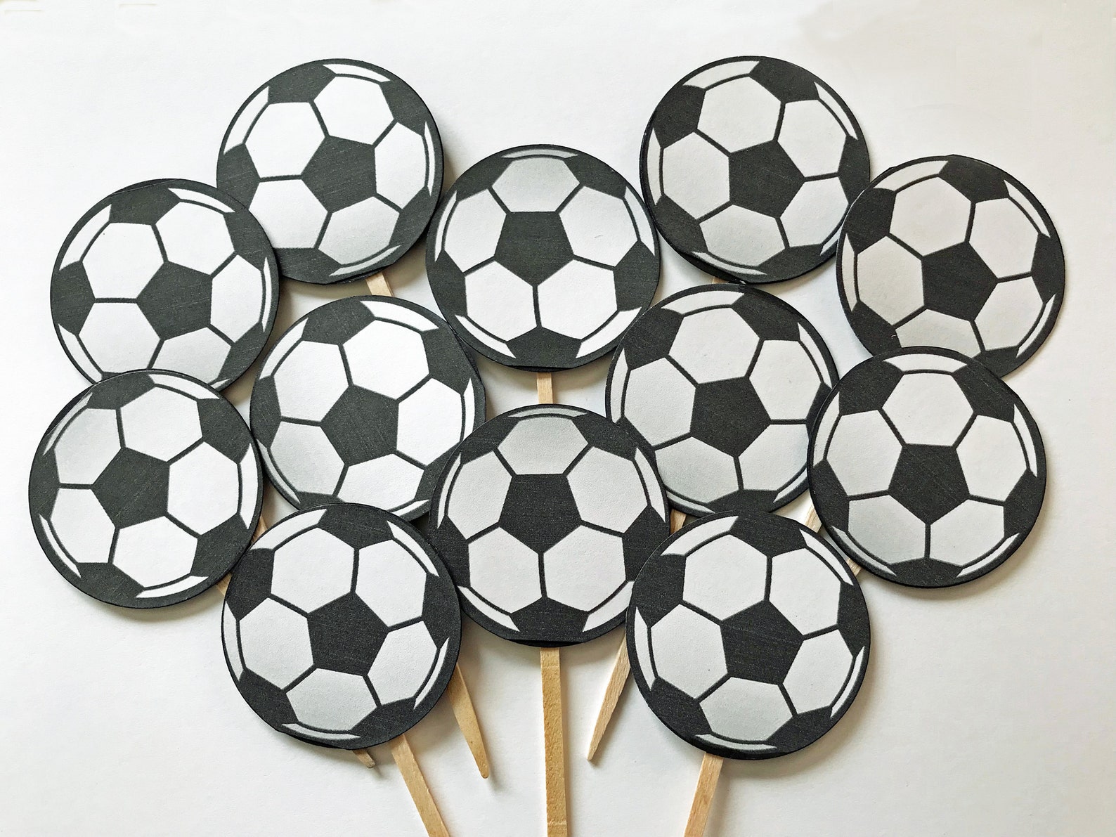 Sportssoccer Ball Cupcake Toppers Etsy